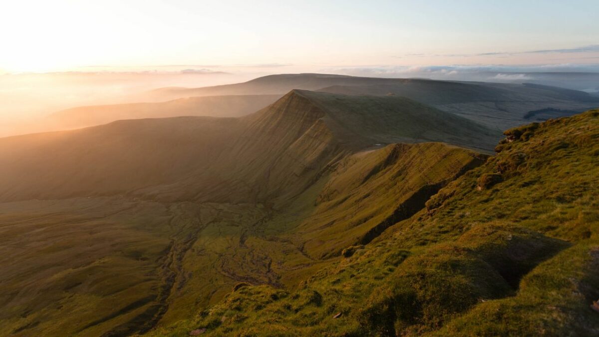 Pen y Fan landscape under golden hour