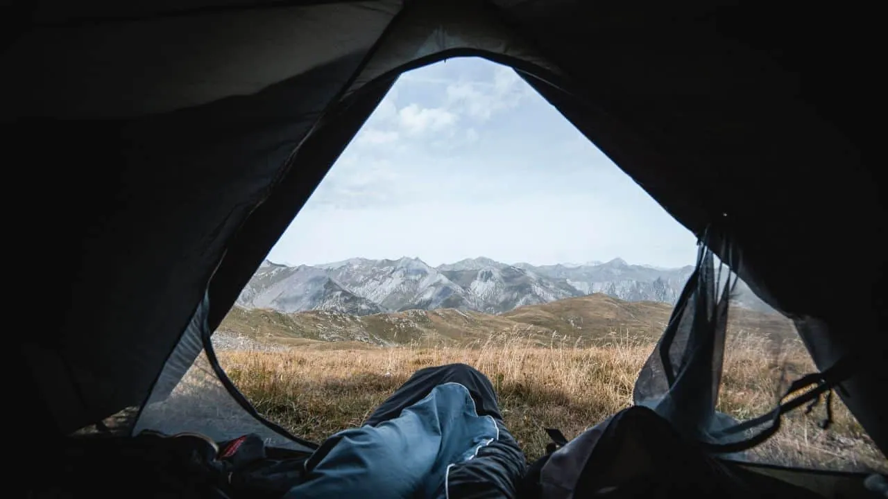 View from a wild camping tent