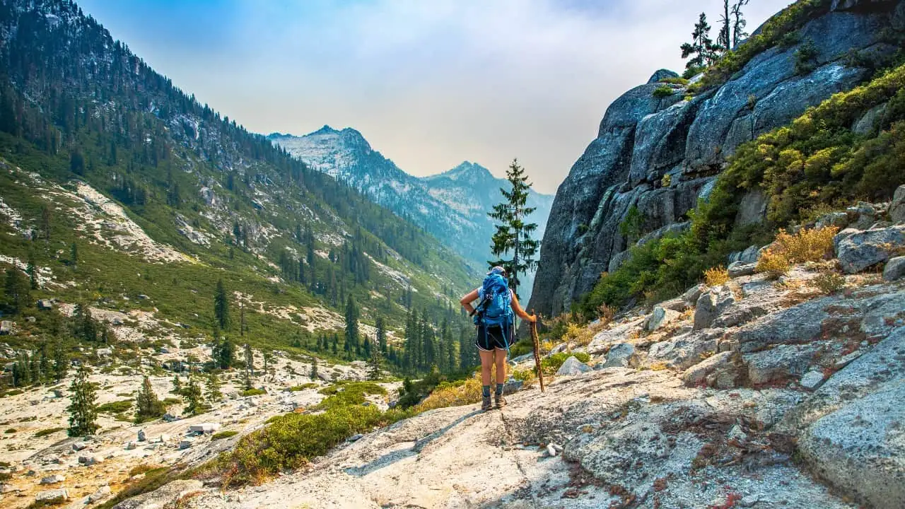 Backpacker in the Californian wilderness
