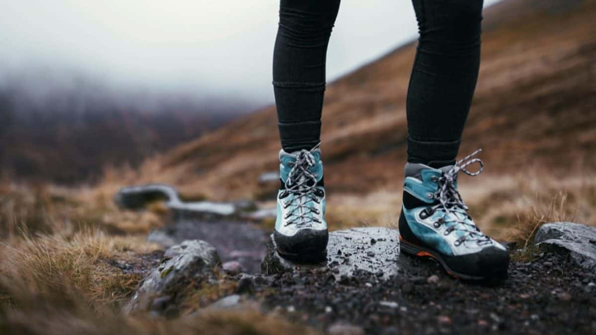 Hiker wearing high-quality hiking shoes