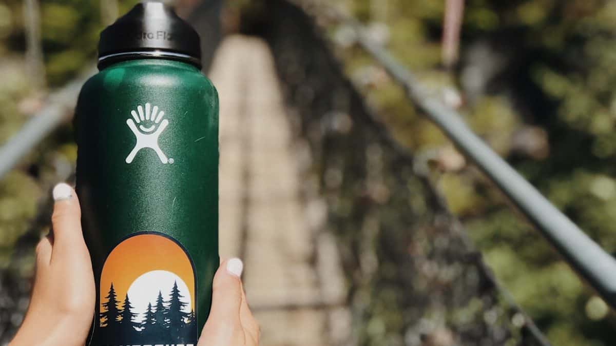 Hydro Flask with a sticker