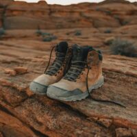 Merrell shoes on a rock