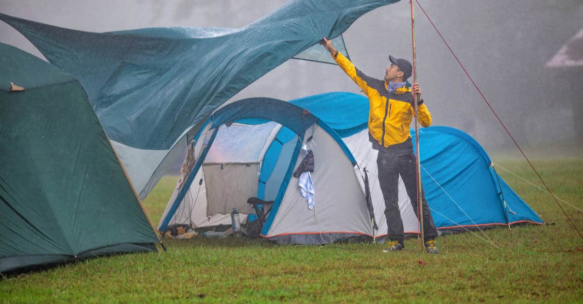Tent in a rain