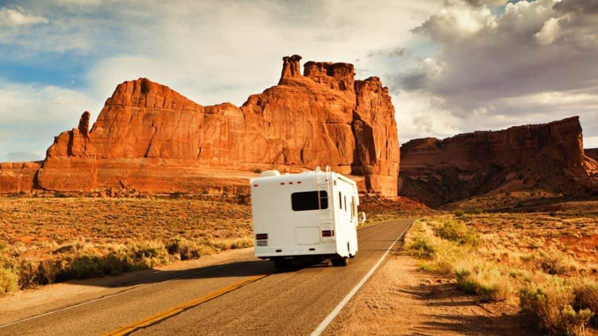 RV camper driving in the Grand Canyon National Park